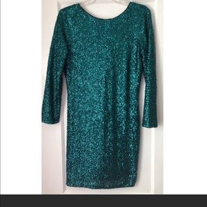 Emerald Green Sequins Dress